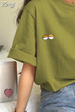 Sleeve T-shirts Women Summer Embroidery Loose Korean Style Simple All-match Trendy Causal Chic Girls Ins BF Tees Daily