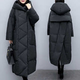 Winter Dress New Large-Size Korean Version Of Loose Long Over-Cheek Black Down Cotton Coat Women