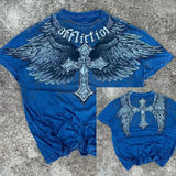 New T-Shirt Cross Wings Before And After Printing Round Neck Short-Sleeved Direct Selling