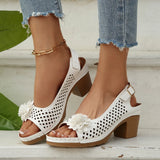 Flower High-Heeled Sandals Women 2025 Summer New Fashion Casual Coarse Sandals