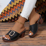 Coarse-Heeled Slippers Women's New TEUM Explosive Belt Buckle Light Sandals Women In The Summer Of