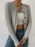 Autumn Sweater Women's Large Size Mahjong Collar Collar Cardigan Long-Sleeved