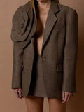 Zingj Spring New Style Of Art Retro Three-Dimensional Flowers Loose Design Sense Of A Button Pure Color Suit Coat