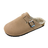 Large-Size Bag Head Thick-Bottom Cotton Slippers Women Plus Velvet Cork Dragged Lazy Man Velvet