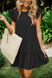 Wishebay Summer New Hot Selling Lotus Leaf Sleeves Folded Dress Women's