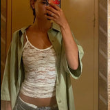 White Lace Sheer Tank Top-Outfit