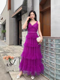 Light Yarn Bare Back Sweet Wooden Ear Slings Long Shaft Fairy Air Mesh Irregular