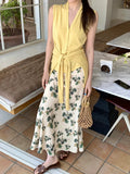 Xixi 2025 Summer New Temperament Retro Print High-Waisted Slimming Skirt With Crooked Pencil Skirt Women