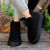 And South Korea Solid-Colored Thick Background Snow Boots Women's Pine Velvet Cloth Tight Belt Warm Cotton Boots