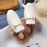 Rabbit Plus Plus Plush Bag Head Half Slippers Female Flat Base Lazy Outside Wearing Muller Shoes Size