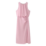 2025 New Women's Clothing Collar With No Sleeves Folds Decor