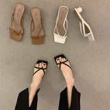 Flip-Flops Women Wear 2025 Half-Drag Toe Sandals In The Thick Heeled Sandals Square High Heels High