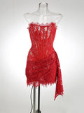 High-End Women's Sexy Lace Perspective Splicing Waist Tset Bra Dress Elegant Temperament Dress Dress Dress Dress