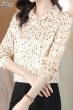 Woman Blouses 2023 Office Lady Silk Shirts for Women Print Elegant and Youth Woman Blouses Vintage Tops Clothing