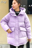 2023 Winter Women Mid-long Parkas Jackets Casual Thick Warm Hooded Pattern Coat Female Winter Outwear Jacket