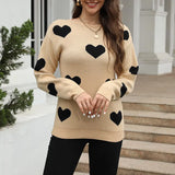 And Winter New Sweater Women's Loose Love Embroidered Color Collar Knitted