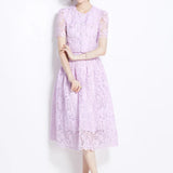 Famous Style Suit Female Lace Hook Bubble Sleeve Shirt Two Sets Of High-Rise Thin Half-Dress