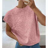 Loose Women's Sweater Solid Color Knitted Embroidered Sleeveless Vest Vest