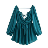 Explosive Women's Temperament V Neck Shoulder Sleeves Tethered Waist