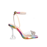 Zingj Rhinestone High Heel Sandals Women Plus Size Square Head Runway Fashion Sandals