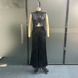 Zingj Summer New Fashion 2-Piece Set Summer Slit Loose Bell-Bottom Pants Set-Outfit