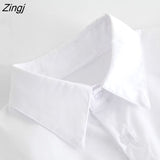 Women Japanese Style Preppy Students BF Simple Solid White All-match Loose Office Summer Lovely Trendy Daily