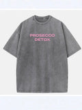 Letter Print Short-Sleeved T-Shirts For Women's Summer New Water Wash To Make Old Design Feel Bottoming Top