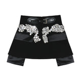 New High Street Tide Heavy Industry Nail Pin Bling Pu Buckle Waist Seal Skirt Female