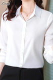 New Shirts for Women Satin Long Sleeve Blouse Office Lady Fashion Shirts Silk Women Shirt OL Elegant Blouses Ladies