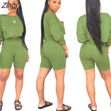 Autumn O-neck Two Pieces Set Long Sleeve Sweatshirt + Pant Suit With Pocket Tracksuit Women Solid 5
