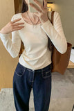 Basic T-Shirt With Bottomed T-Shirt Under Long Shoulder Sleeves New Style Thin Blouse In Spring And Autumn