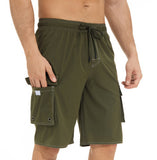 Pants Solid Color Multi-Pocket Fake Two Double-Layer Overalls Five-Point Fitness Running Leisure Sports