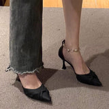 High-Heeled Women 18-Year-Old Rite Of Passage Design Small Pointed Pearl Word With Single Shoes Korean Design