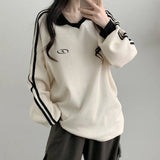 Polo Collar Embroidered Waffle SweatshirtsOutfit
