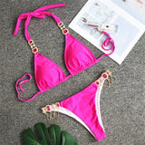 Zingj New Swimsuit Plain Crystal Diamond Chain Women's Split Swimsuit Strap Sexy