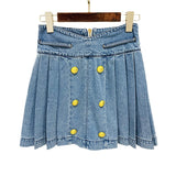 New Star Fashion Double-Dbuttoned Lion Buckle Folding Folded Denim Half Skirt