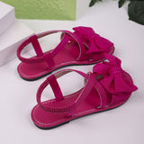 Sandals Women's Summer New Soft-Soled Bow Flat And A Word Sandals Fashion Wear Sweet Cool