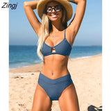 Bralette V-Front High Waist Bikini Set For Women Tank Top Two Pieces Swimsuit 2023 Beach Swimwear Bathing