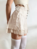 Buckle Tie With Casual Shorts Sweet Spicy Fashion Lotus Leaf Side To Receive Waist Wide Legs Hot Pants