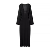 Women's ZA Autumn And Winter New V-Neck Horn Sleeve Long Buckle