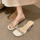Water Drill Transparent Crystal Heel Sandals Women Summer With High-Grade Coarse Slippers Wearing High Heel Cool