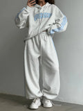 Jacket Set High Street Cuffs Hair Printing Lazy Wind Loose Leisure Trend Feeling