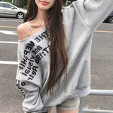 Sales Of 100,000] Printed Gray Oblique Shoulder Shawl Women's Spring Loose Design Sense Oversize