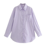 Women's Clothing 2025 Summer New Loose Cotton Pocket Dress Long-Sleeved Shirt Top