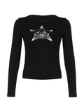 Adorable Star Print Slim Long Sleeve Knit- Outfit