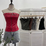 Shooting Spice Girls High-End Pu Leather Tector Locomotive Wind Wrapped Bra Vest Sleeveless Top Tide