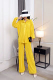 Suit Female Temperament Loose Long-Sleeved Shirt Two Sets Of Leisure High-Waist Hanging Pendant 100