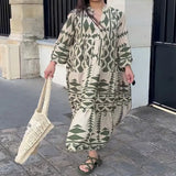 Large-Size Women's New Temperament Printed Shirt Dress Bohemian