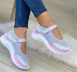 Summer Round Head Knitted Magic Thick-Soled Single-Shoe Women's Large-Size Grid Casual Women's