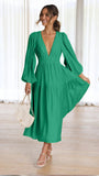 Zingj Autumn And Winter V Collar Waist Show Thin Pleated Long Sleeve Small Fresh Dress Female